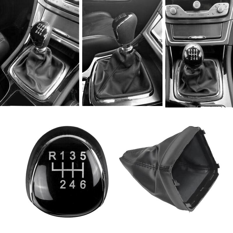 6 Speed Leather Gear Shift Knob Shift Lever Gaitor Boot Cover For Ford Mondeo Mk4 (2007-2014)