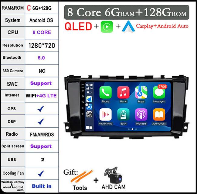 Android 14 For Nissan Teana 3 Altima 5 L33 2013-2020 Car GPS Radio Multimedia Video Player GPS Navigation