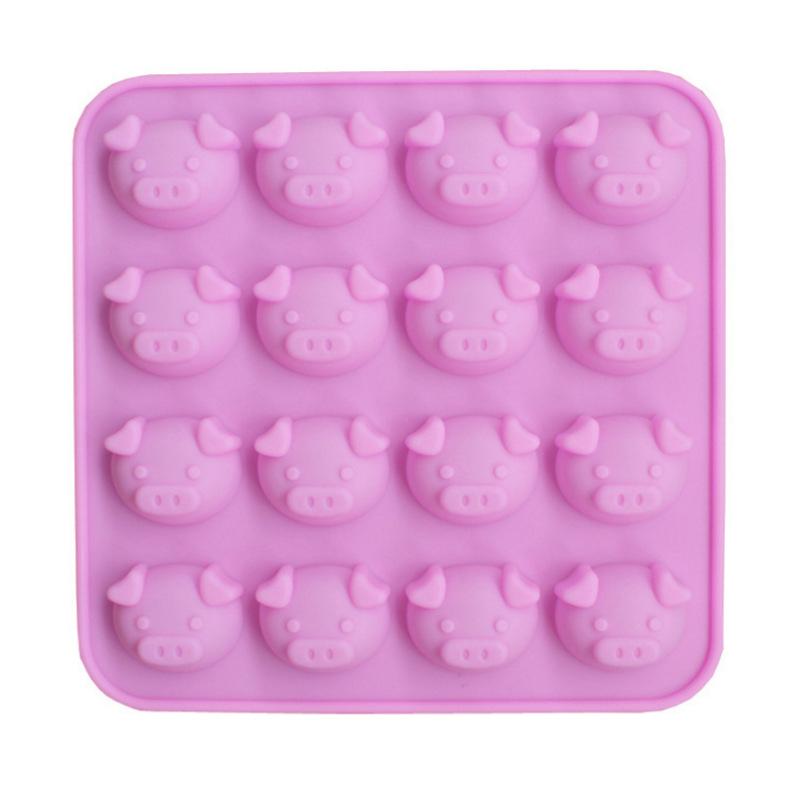 16 Cavity Pig Head Shape Silicone Mold Diy Fondant Soap Candy Chocolate Kitchen Mould Accessories Piggy Soap Cookies Cake Mold