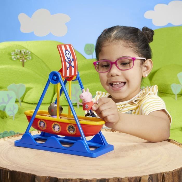 Peppa Pig Manège Bateau Pirate de Peppa, coffret avec 2 figurines, jouet préscolaire