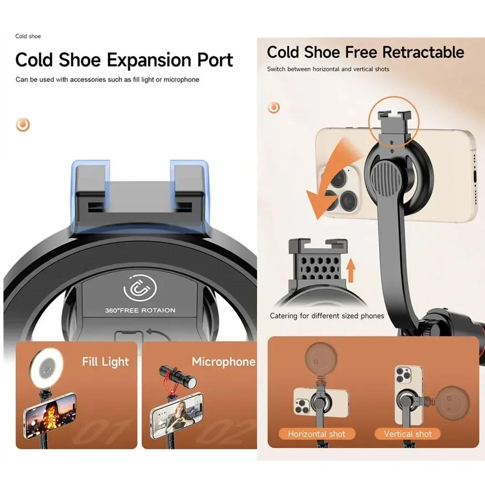 Magnetischer, ausziehbarer Selfie-Stick-Stativhalter mit Bluetooth-Fernbedienung für Magsafe iPhone Android Tragbare Halterung