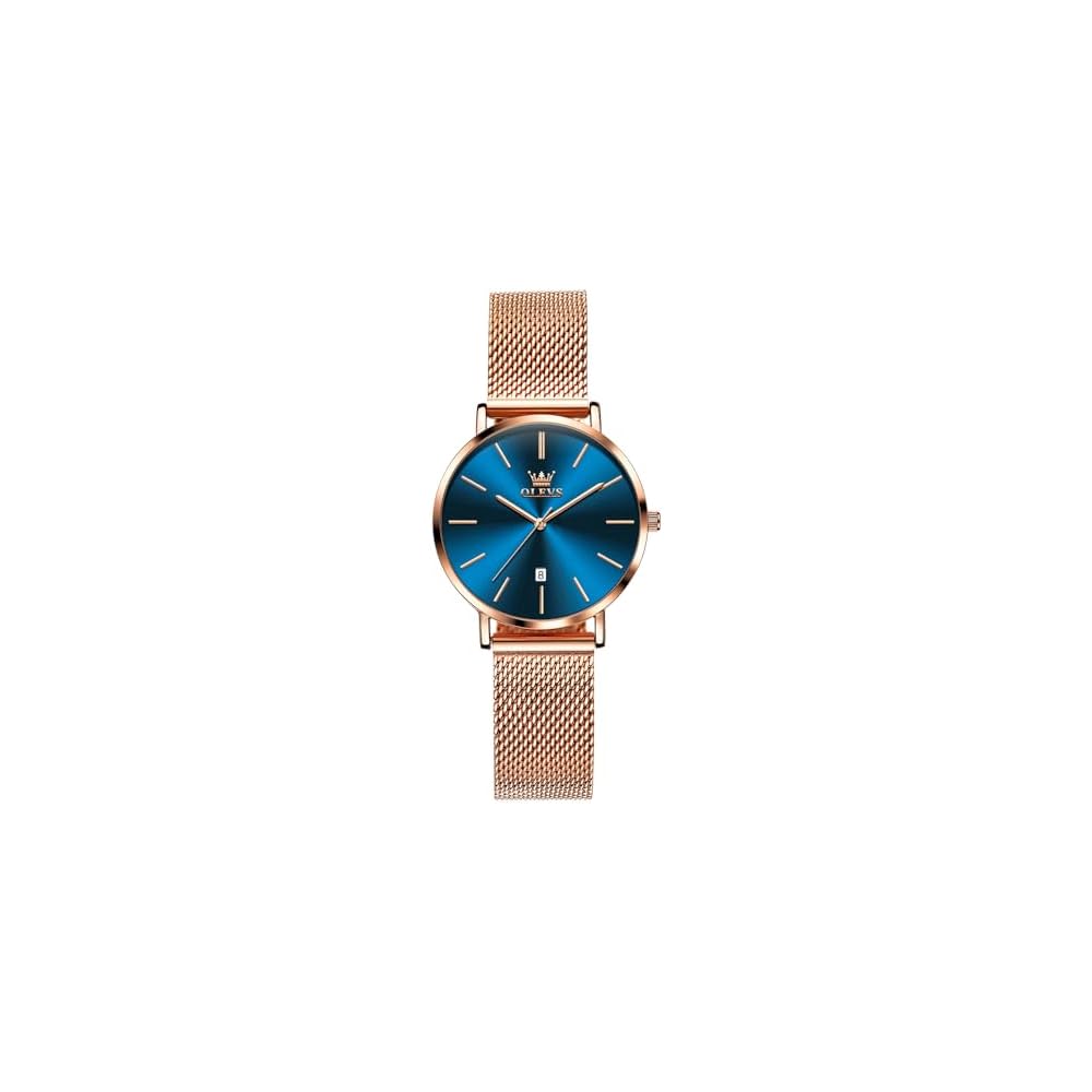 OLEVS Women s Milanese Mesh Analog Watch Waterproof Simple Dial Fashion Timepiece