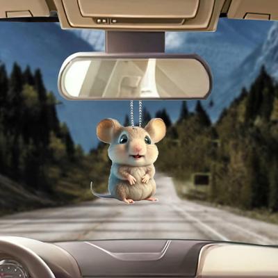 Mouse-Shaped Car Pendant Auto Rearview Mirror Ornament Adorable Appearance Easy To Hang Animal Pendant