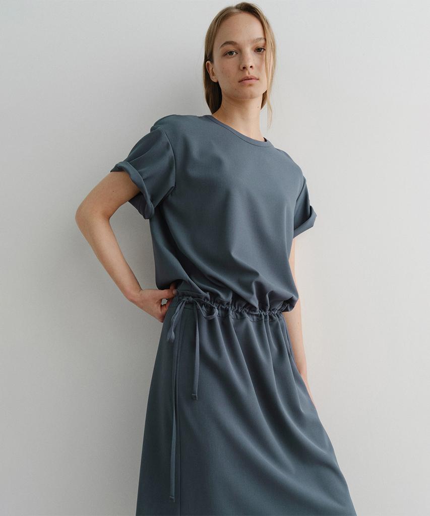 Ia Elin Drawstring Dress (Aqua Green)