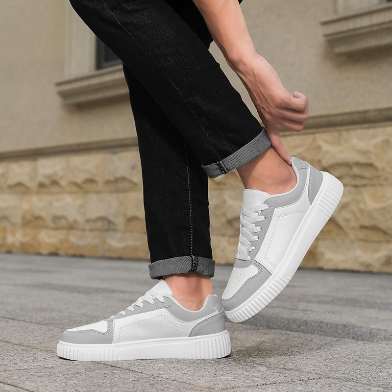 Fashion Men'S Casual Shoes Lightweight Unisex Walking Shoes Leather Outdoor Sports Shoes Non-Slip Breathable White Sneakers