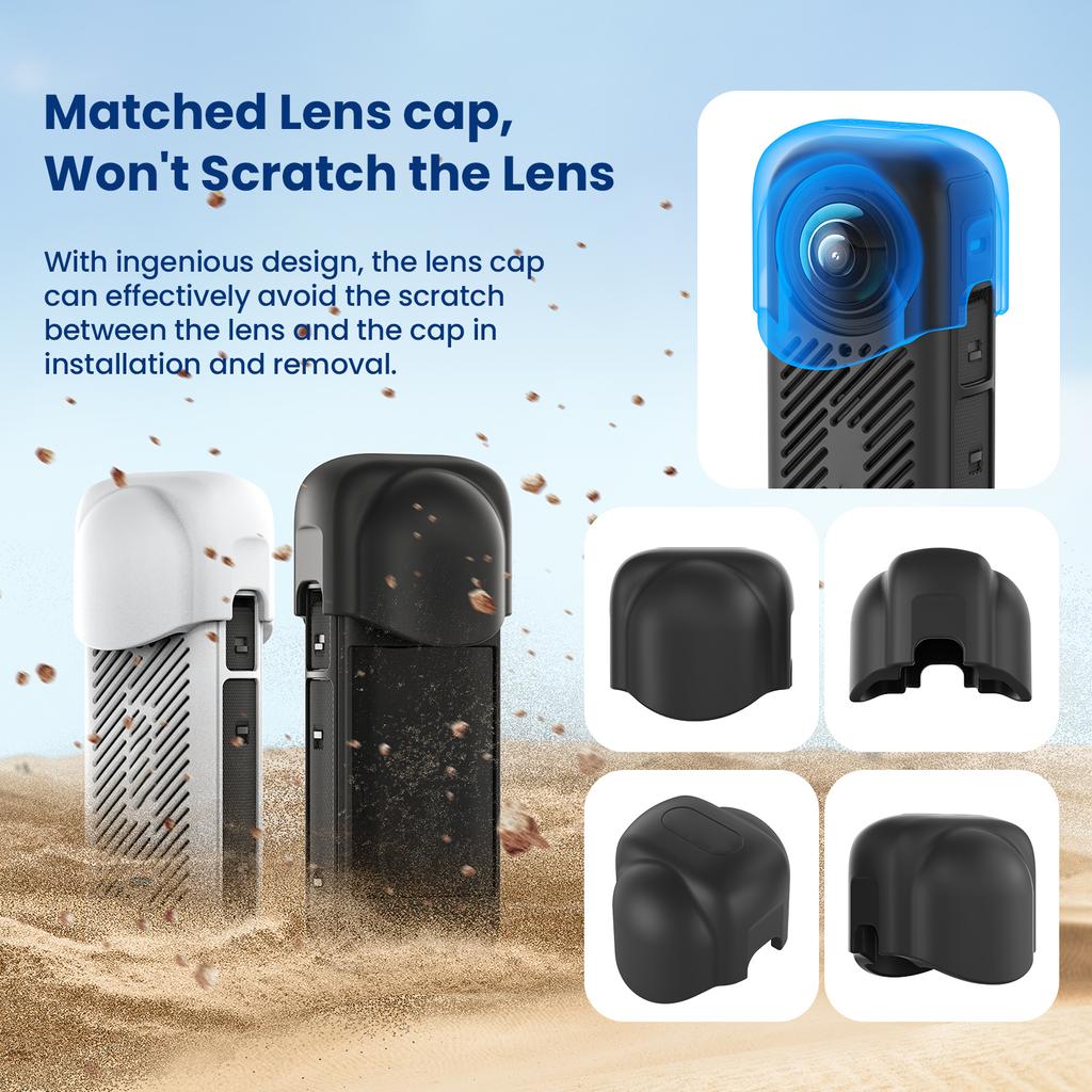 Silicone Case for 360 X4 Camera Lens Caps Cover Action Cameras Protector Scratch Resistant