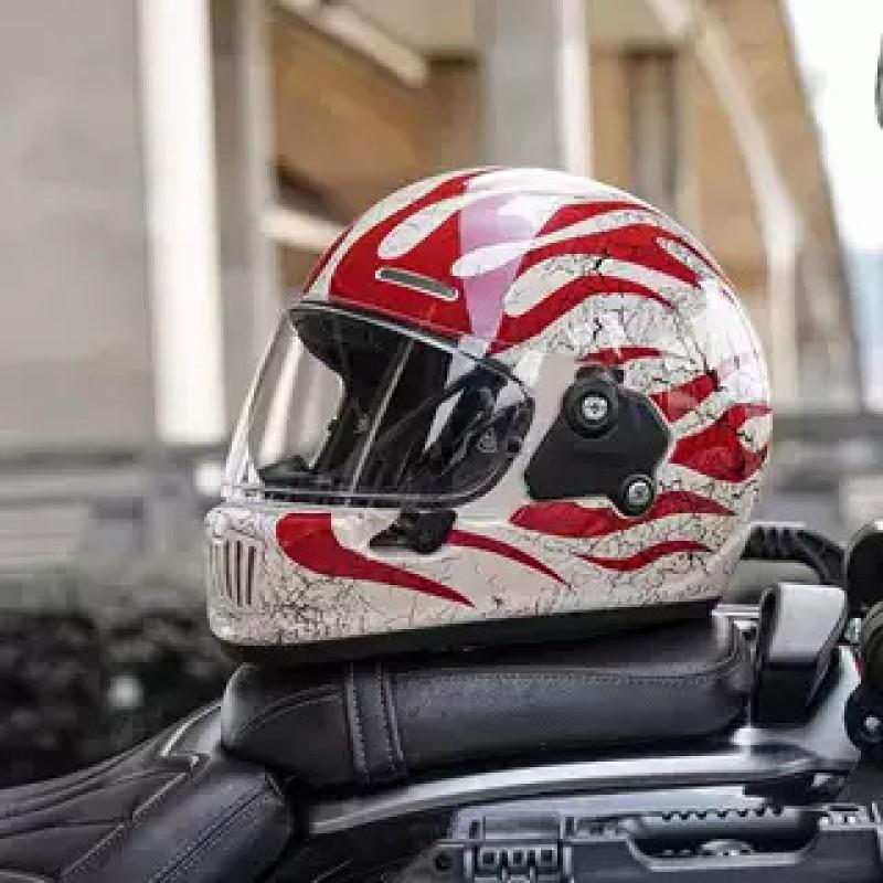DOT Retro Full Face Motorcycle Helmet 3C Certified Small Shell Men Women Scooter Cruiser With Bluetooth