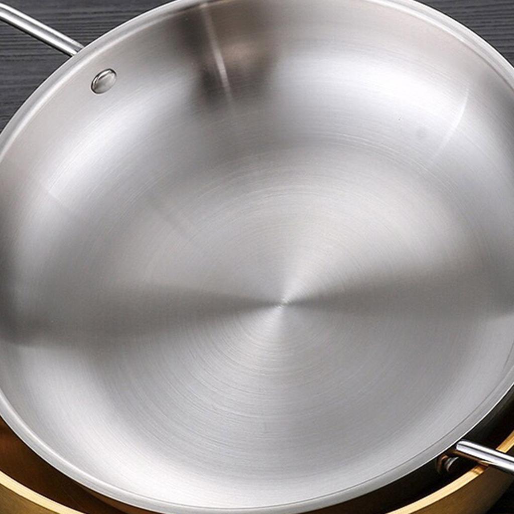 Stainless Steel Instant Noodle Pot, Single Person Small Hotpot, Golden Double Ear Flat Bottomed Dry Pot, Household Gas Seafood Soup Pot