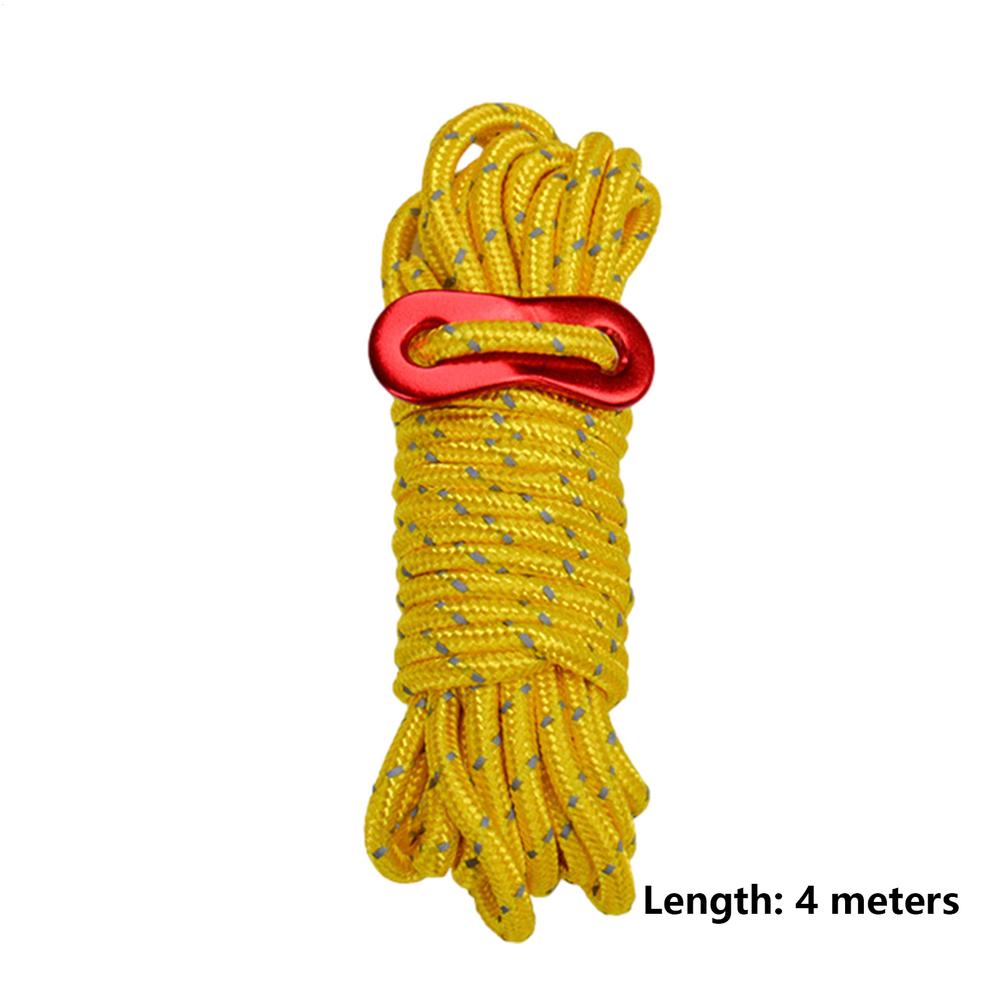 4M Outdoor Tent Cord Reflective Paracord Tent Rope Lightweight Camping Rope With Guylines Adjuster Tensioner Pouch For Tent Tarp