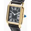 Demi-Luxe BEAMS Square Embossed Leather Watch II for Women, Black X Gold, One Size
