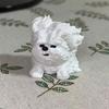3D Printed Messy Puppy Figurine, Cute Dog Statue with Scruffy Fur, Matte White Mini Sculpture, Funny Animal Ornament for Office Home