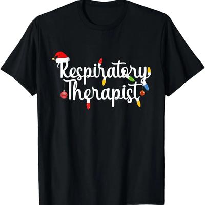 Respiratory Therapist Funny Christmas Santa Hat Design T-Shirt