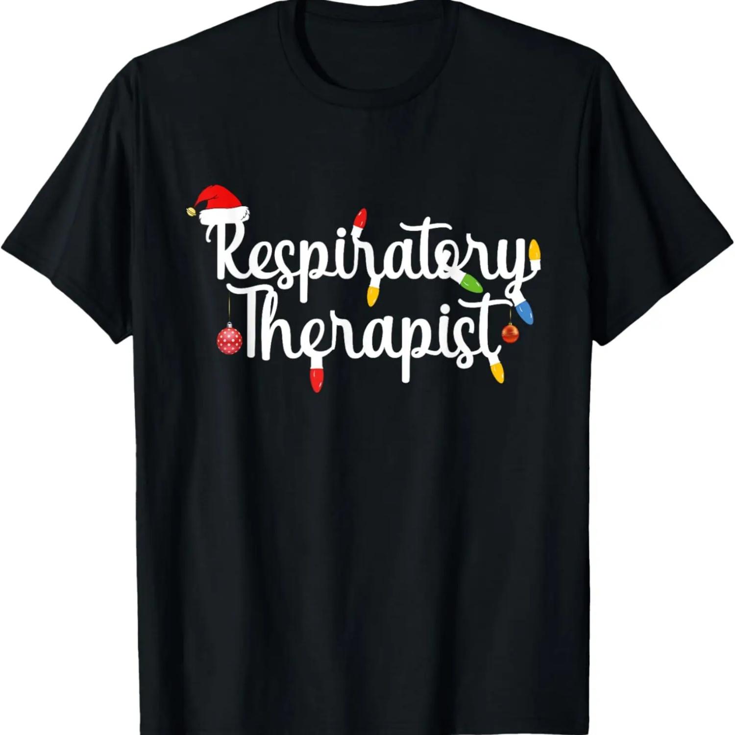 Respiratory Therapist funny Christmas Santa Hat design T-Shirt S чёрный