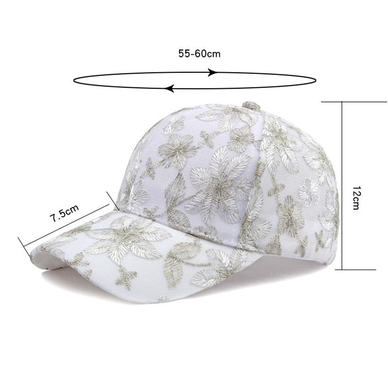 Gorra de béisbol con flores de encaje de verano, gorra transpirable para deportes al aire libre, gorra para el sol para mujeres y hombres, gorra ajustable con cierre trasero, gorras de golf y pesca