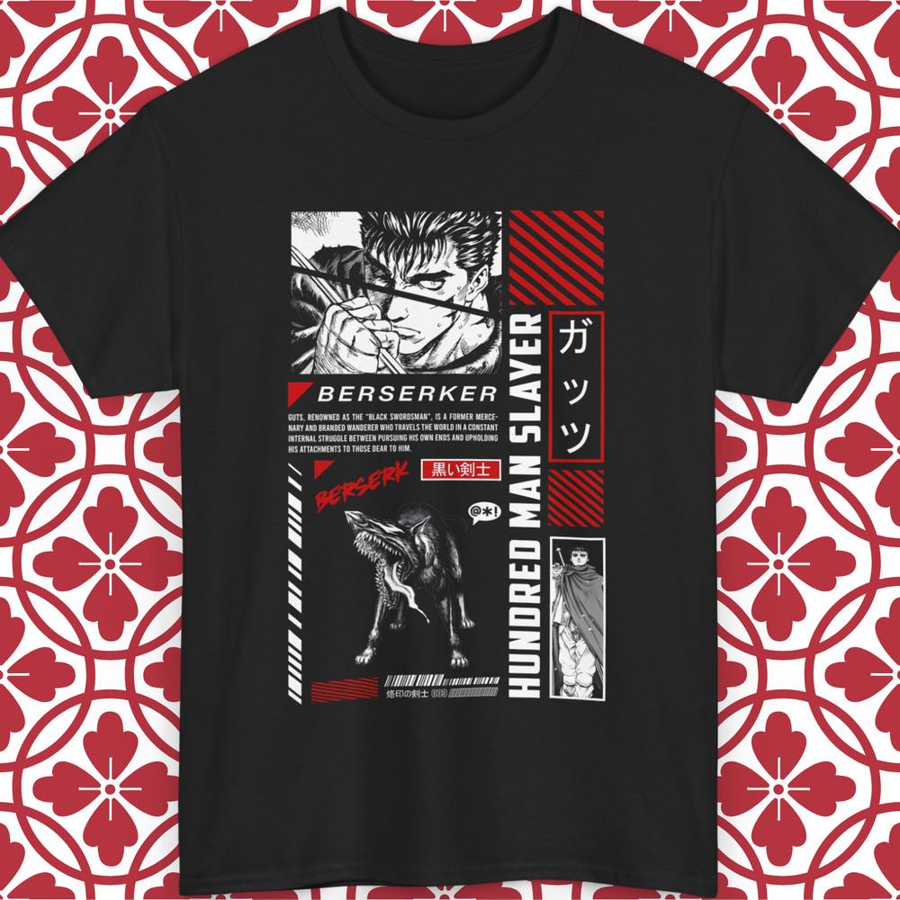 

Berserk Anime Berserker T-Shirt Guts Hundred Man Slayer Graphic All Sizes 2XL