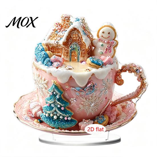 Decorative Holiday Figurines Christmas Candle Ornament, 2D Flat Acrylic Ornament with Base, Tree Decorations Snowman Reindeer Festive Table
