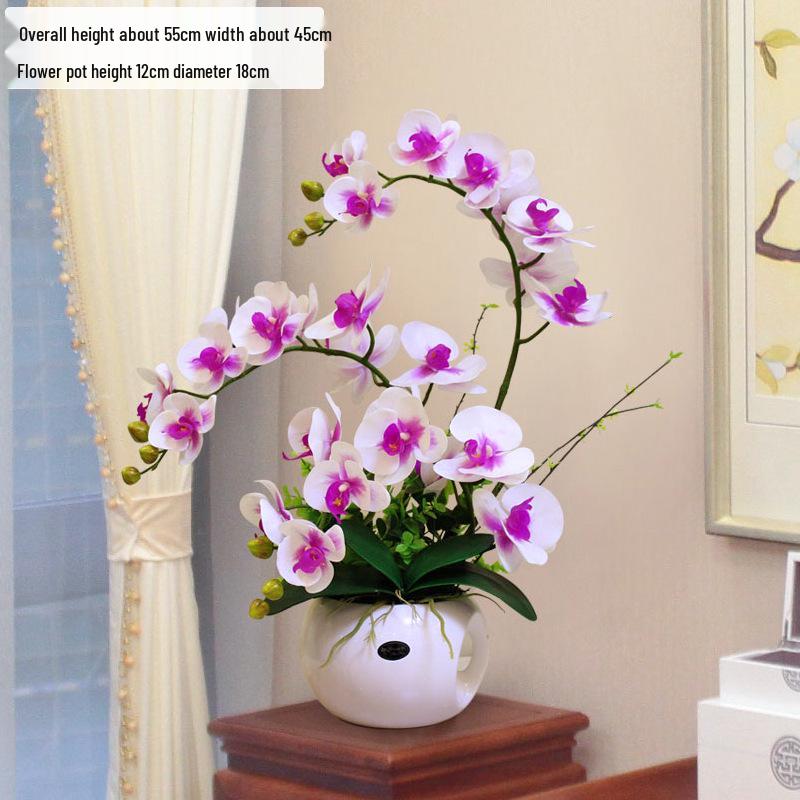 Haptik-PU Phalaenopsis Künstliches Blumengesteck für Wohnzimmer TV-Schrank Deko