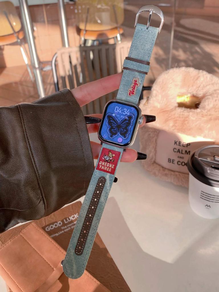 American Denim Leather Strap Is Suitable For Apple Watch Iwatchs 10Th Generation Applewatch98765Se