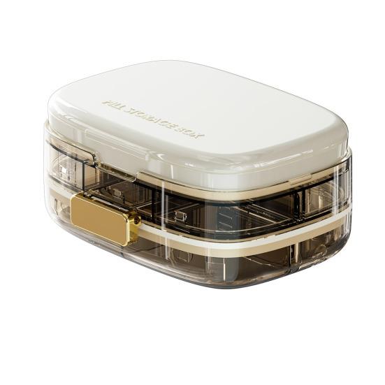

Pill Box Compact Weekly Pill Organizer with Sealing System Moisture-Proof Container Separate Compartments Pill Dispenser for Morning Noon Evening белый