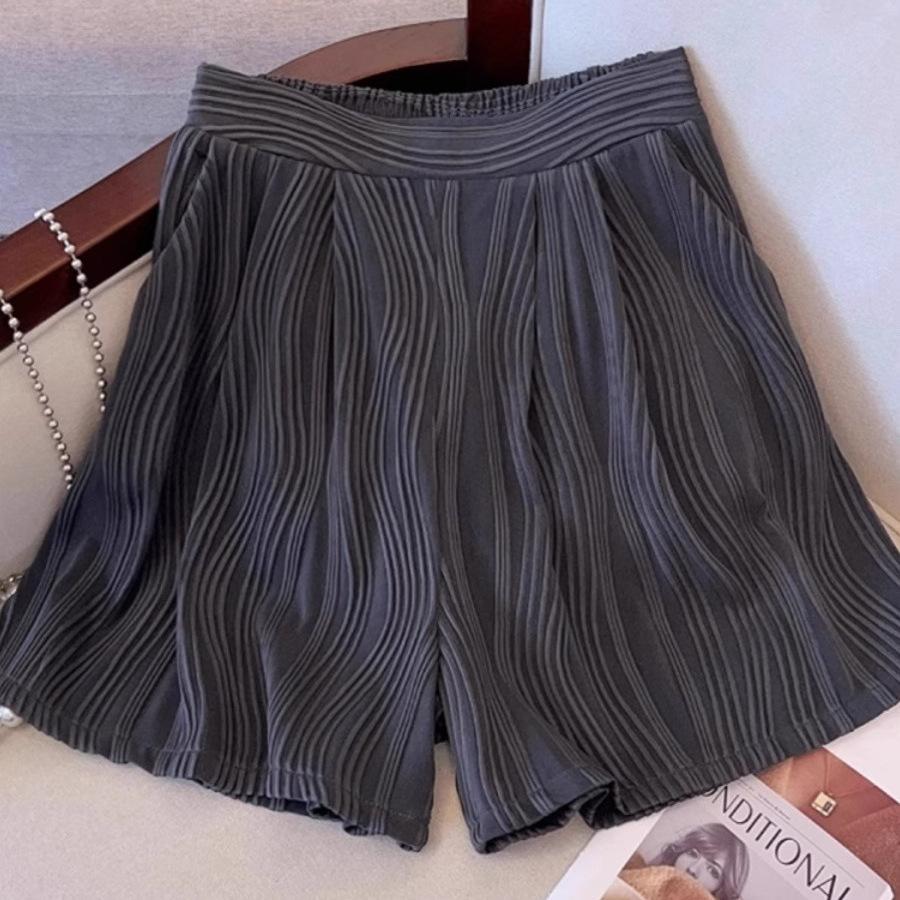 Textured Fashionable Short-sleeved Suit for Women Summer Loose Wide-leg Short Casual Pants Two-piece Set