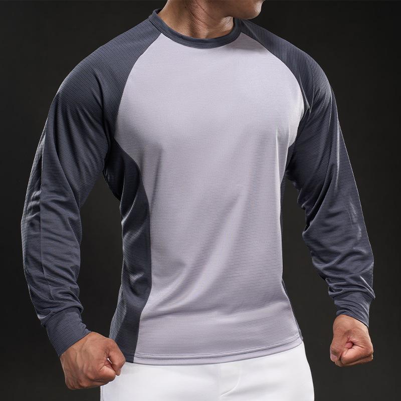 Spring Slim Elastic Long-sleeved Training Suit Casual Fashion Running Sports Fitness Outdoor T-shirt Men