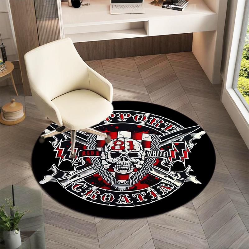 Gang Violence Motorcycle Enthusiasts Hells Angels Motorcycle Club Circular Carpet Is Soft, Home, Bedroom, Door Mat Decoration, and Non Slip Carpet E3