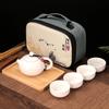 Travel Tea Set Retro Outdoor Portable Kung Fu Ceramics One Pot Four Cups with Tea Tray Company Gifts Cheap