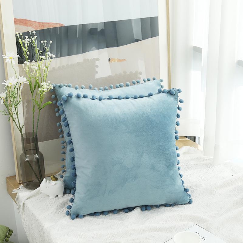 

Бархатная наволочка с помпоном - Современная минималистичная однотонная наволочка 40x40 cm