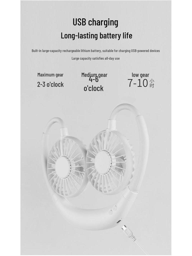 LED Nackenventilator: Wiederaufladbarer geräuschloser Hängeventilator der 3. Generation