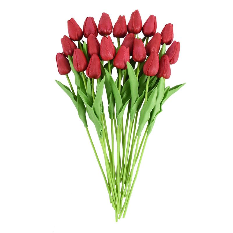 10 Heads Luxury Artificial Tulips Flowers White Real Touch Bouquet Foam Fake Flower Wedding Home Living Room Christmas Decoratio