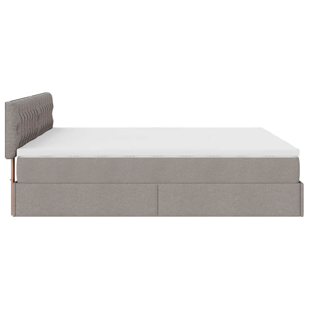 Ottoman Bed with Mattress Taupe 200x200 cm Fabric