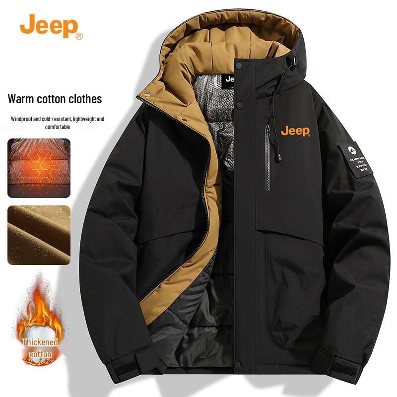 JEEP Men s Graphene Thickened Hooded Winter Coat S