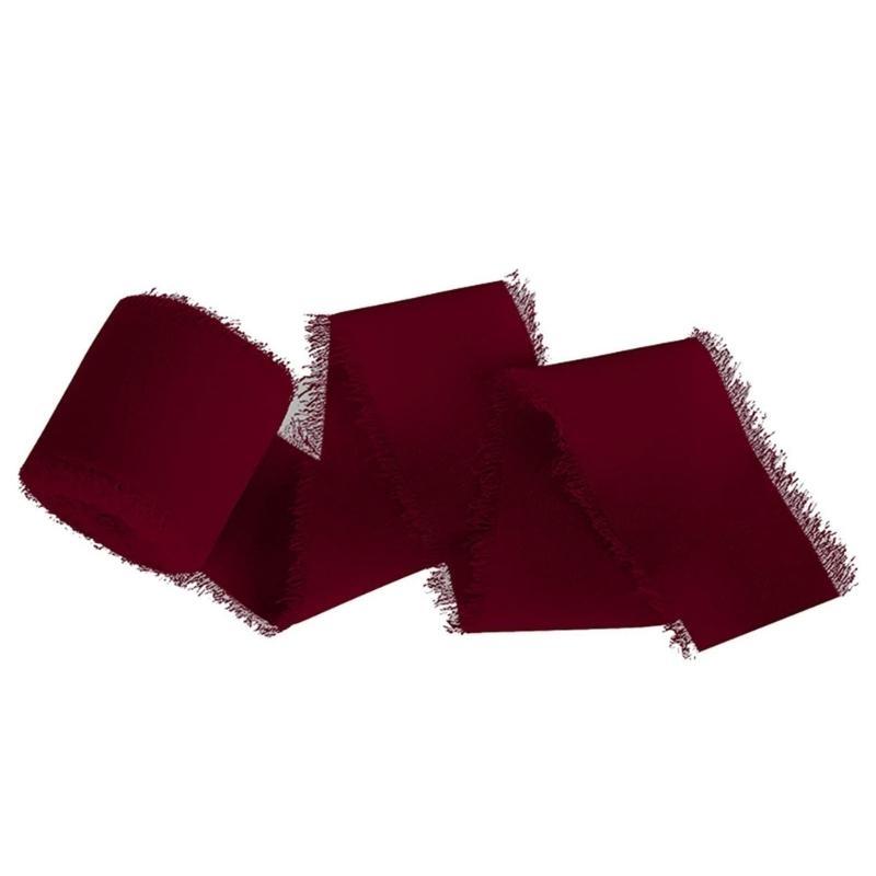 Ribbon for Wedding Invitation Bridal Bouquets Decor Gift Wrap, 1.57InX5.46Yd Handmade Fringe Silk Ribbon