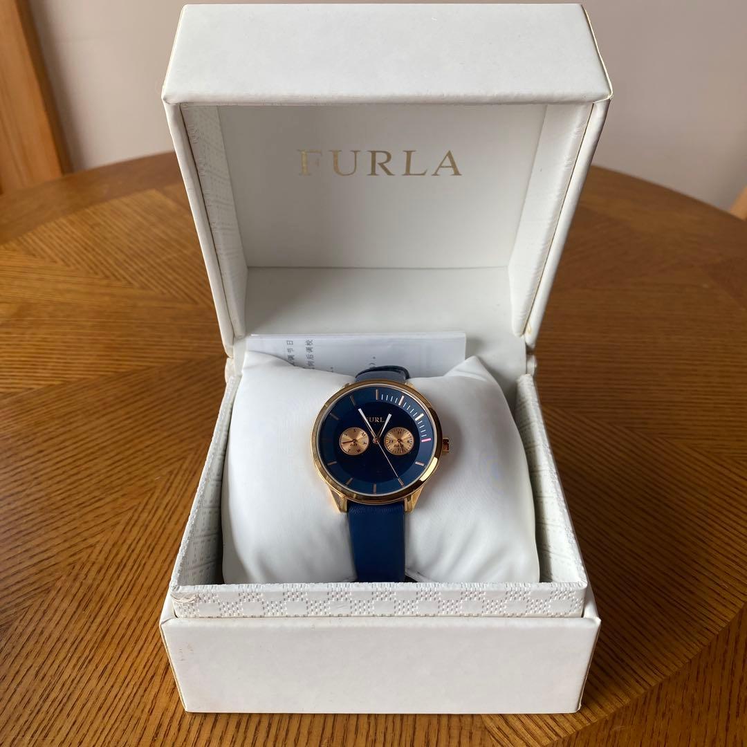 Used FURLA Navy Ladies Fashion Watch Leather Accessories
