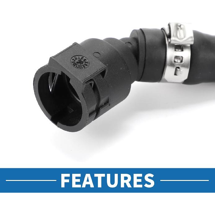 Radiator Hose No.17128602600 Engine Expansion Tank Overflow Pipe for BMW 530e 2018-2020 530i xDrive 2.0L 2017-2019 Rubber Black