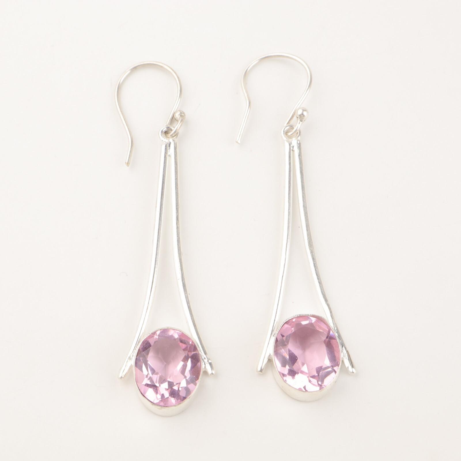 

Морганит Драгоценный камень 925 Стерлинговое серебро Этнические Подвески Подарок для сестер Серьги Ювелирные изделия EE-136-6