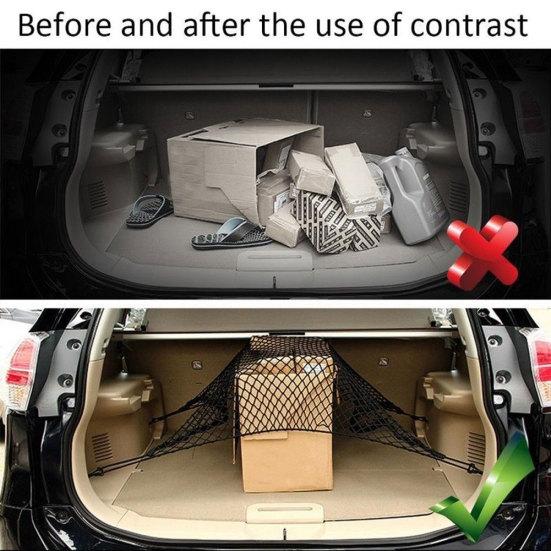 Car SUV Rear Trunk Boot Floor Cargo Luggage Net Elastic Mesh Storage Fixed Set