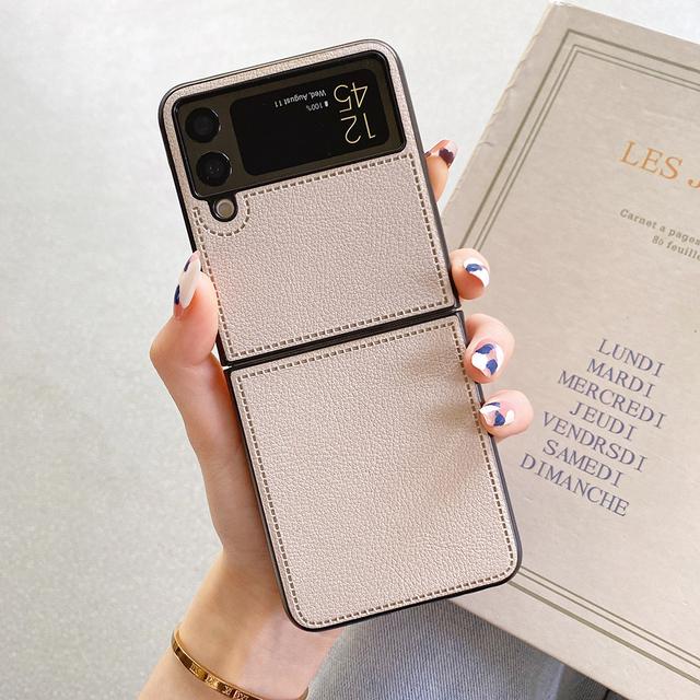 

Современный стильный чехол для телефона из искусственной кожи для Samsung Galaxy Z Flip 3 5g Жесткий ПК Тонкая задняя крышка для Z Flip3 For Samsung Z Flip 3