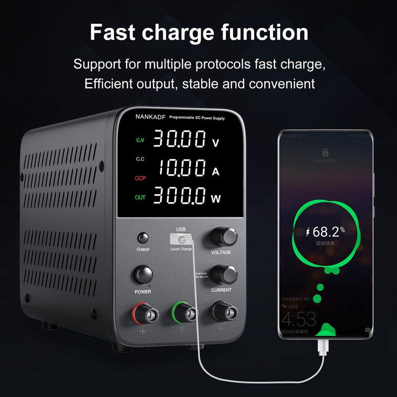 Fonte de Alimentação DC Ajustável Wanptek 30V 10A 5A Fonte de Alimentação de Bancada de Laboratório Fonte de Alimentação Estabilizada Regulador de Tensão Chave 120V 60V5A