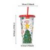 24 Oz Coffee Straw Cup Reusable Christmas Color Changing Cup with Lid Plastic Cold Bucket Party Drink Cup