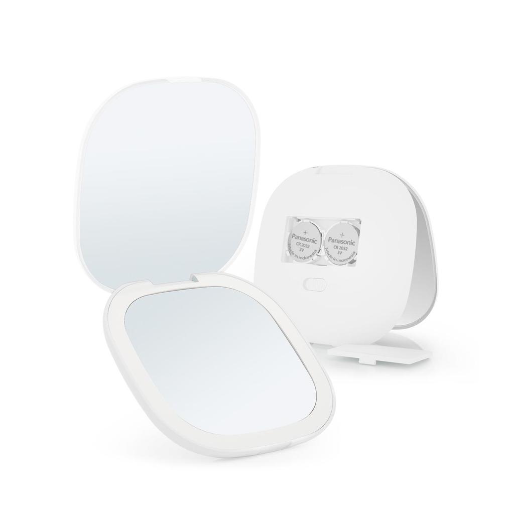 Portable LED Makeup Mirror with 5x Magnification - Compact, Handheld Beauty Light