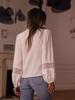 European-American Chic Embroidered Hollow-Out Long Sleeve French Shirt