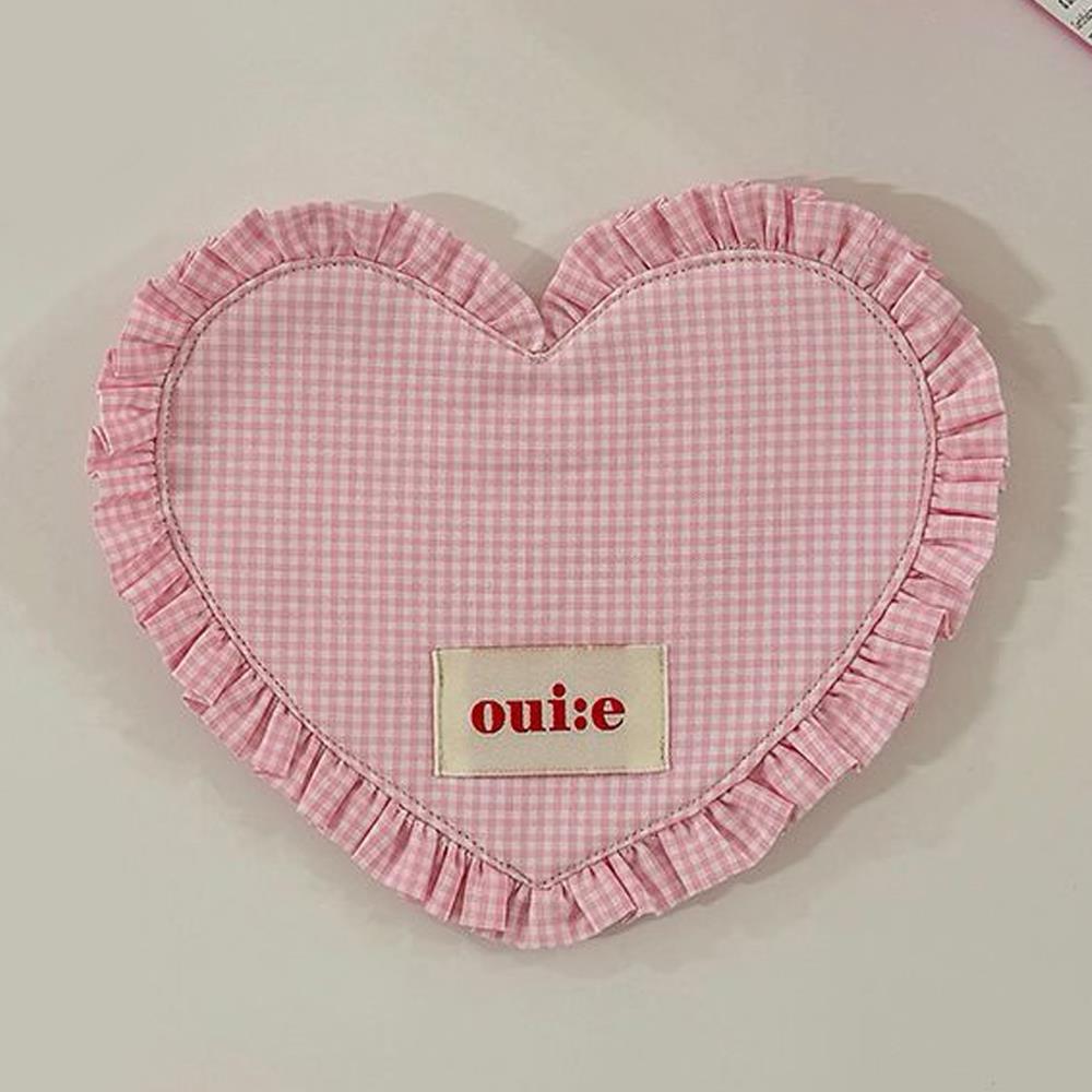 Korean INS Placemats Small Fresh Style Plaid Heart-shaped Coasters Cute Sweet Insulated Desktop Home Atmosphere Decoration