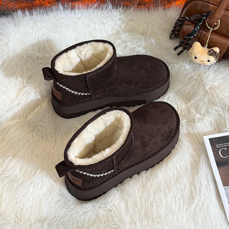 Women's Fashionable Versatile Soft-Sole Winter Warm Fleece-Lined Snow Boots with Fleece Lining, Slip-Resistant Casual Sports Snow Boots