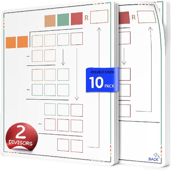 SCRIBBLEDO Long Division Practice 11”x14” Reble Sheets Math Manipulatives for Classroom Teaching Materials 5th Grade Classroom Must Haves Special