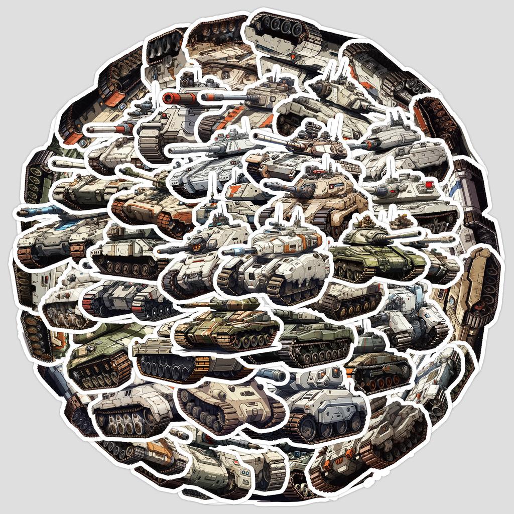 50 Sheets of Tank Series Graffiti Stickers, Stationery Stickers, Water Cups, Laptops, Waterproof Decorative Stickers