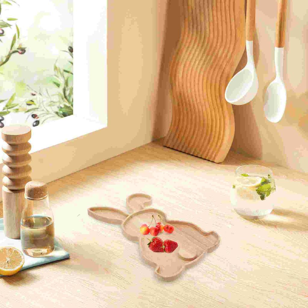Rabbit Serving Tray Desktop Wood Plate Fruit Wooden Delicate Bunny Shaped Board Decor Baby Snack Containers Pizza Easter