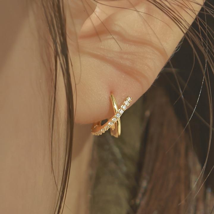 Wbl 14K Post Grace X One-Touch Ring Earrings