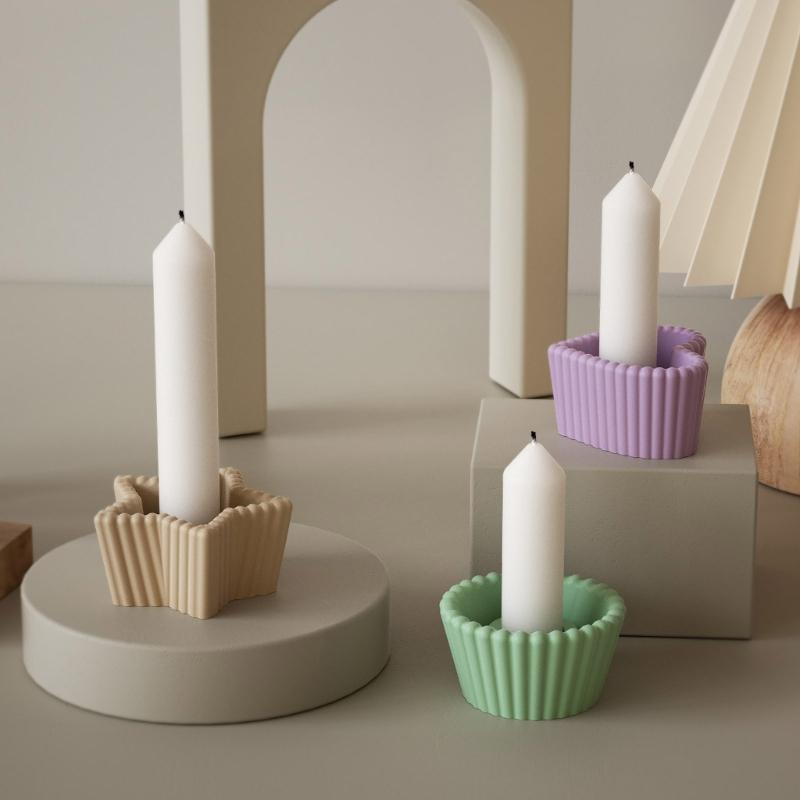 Flexible Silicone Candle Holder Molds For DIY Crafting Heart Star And Round Shapes Ideal For Home Decors And Gifts
