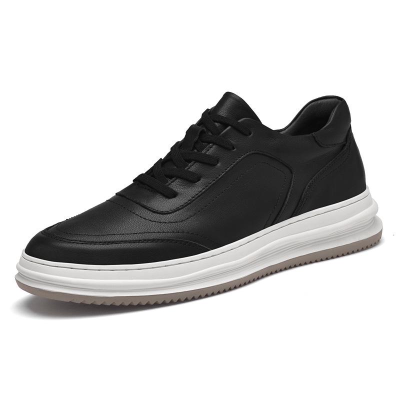 Men's White Sports Casual Shoes: Spring/Autumn Style, Thick Sole, Youthful, Versatile, Fashionable, Comfortable Board Shoes.